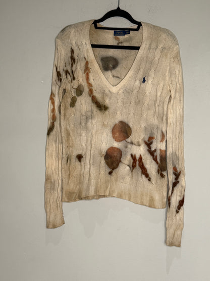 Eco Printed Cable Knit Merino Cashmere Blend- Oversized Small