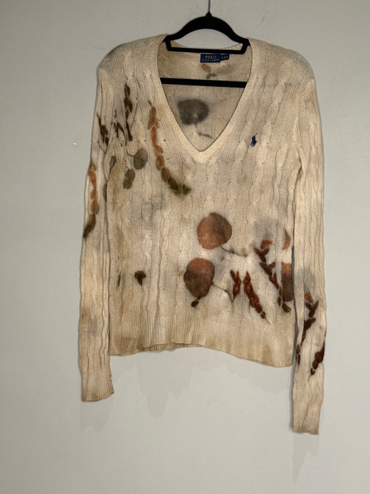 Eco Printed Cable Knit Merino Cashmere Blend- Oversized Small