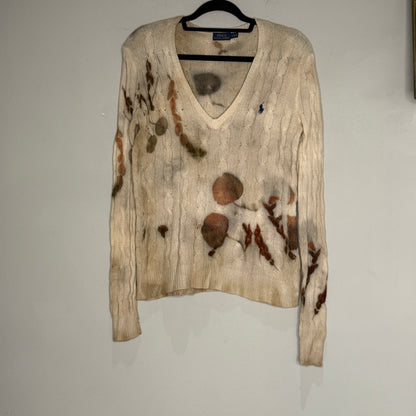 Eco Printed Cable Knit Merino Cashmere Blend- Oversized Small