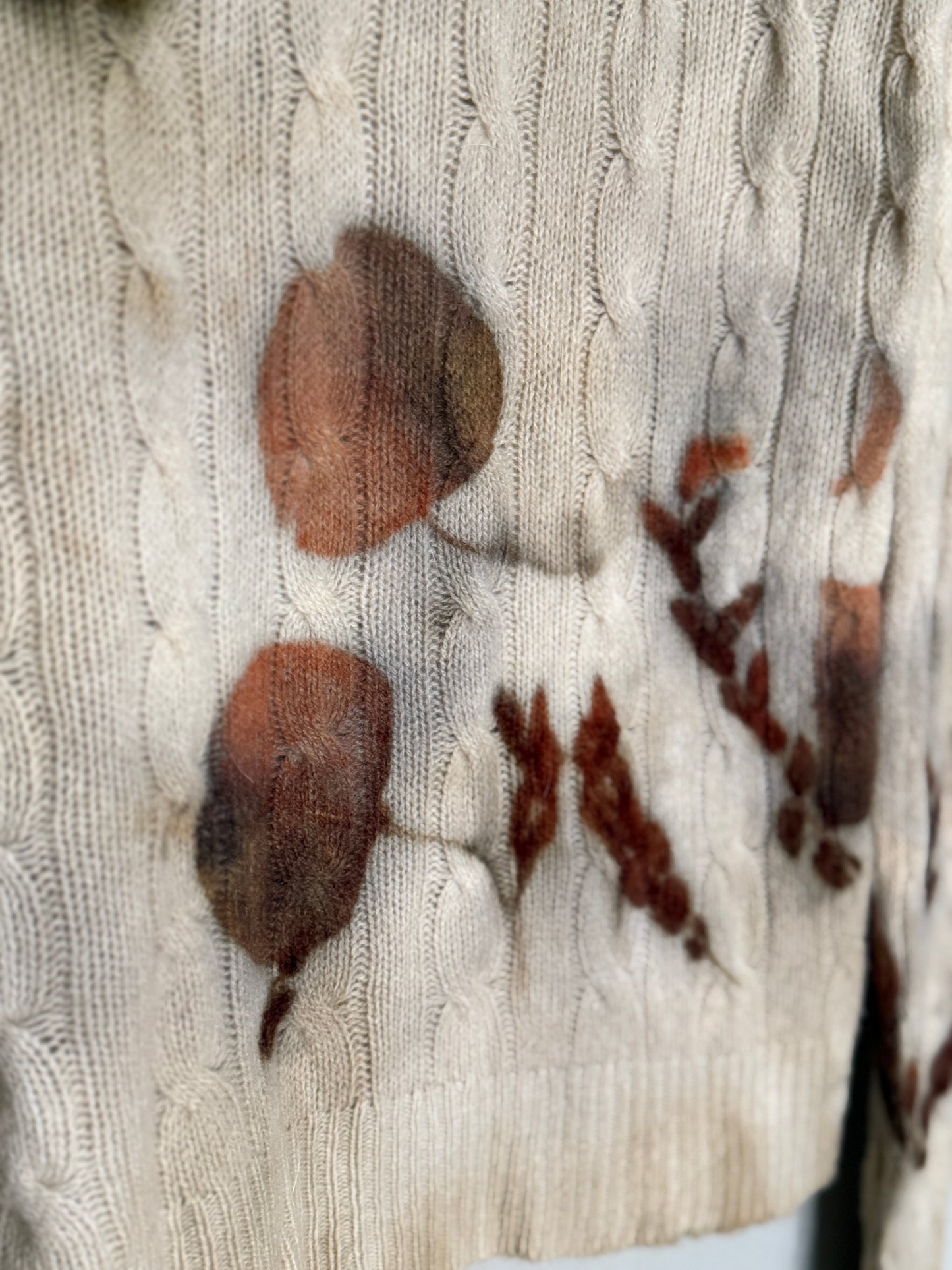 Eco Printed Cable Knit Merino Cashmere Blend- Oversized Small