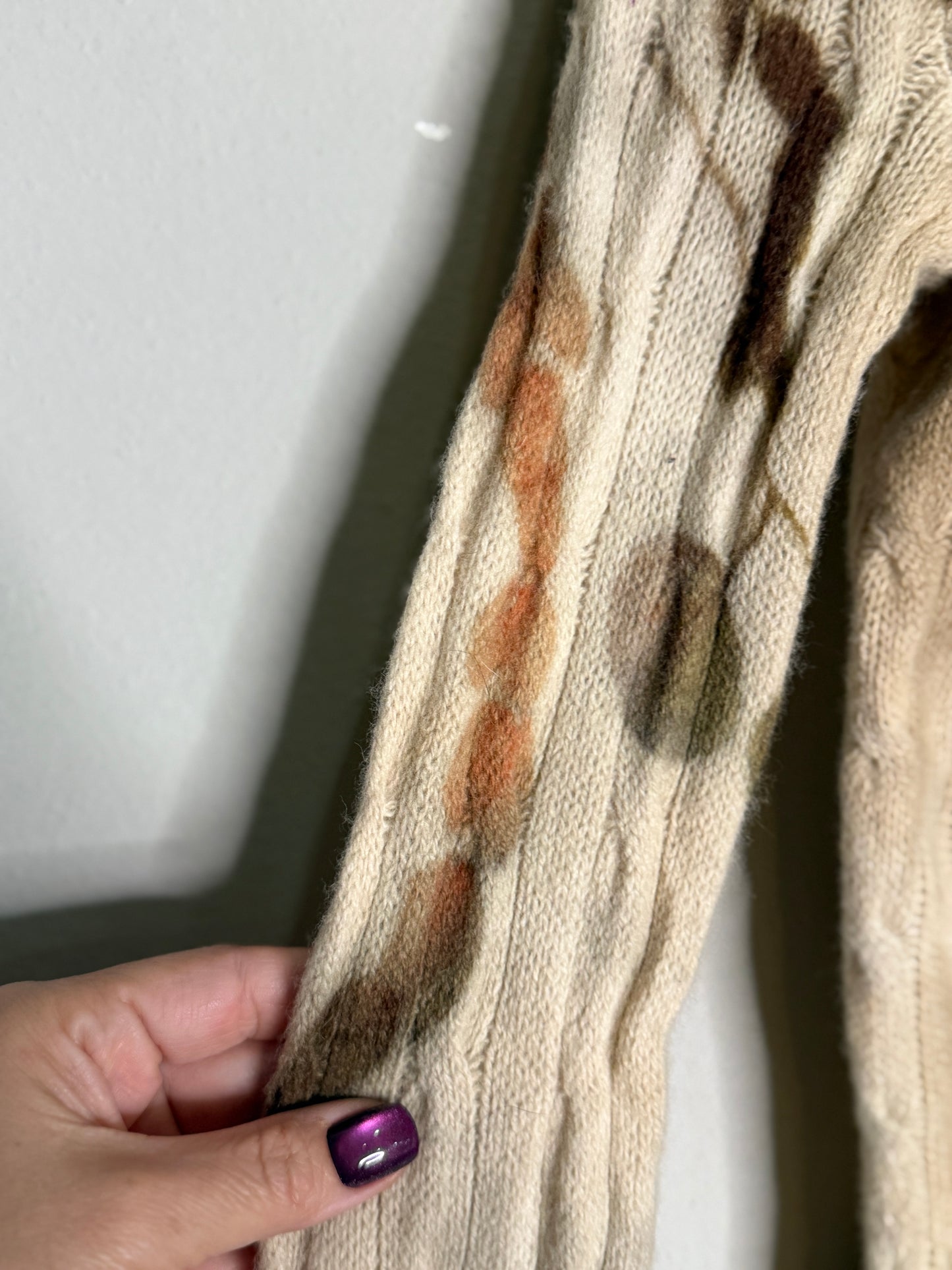 Eco Printed Cable Knit Merino Cashmere Blend- Oversized Small