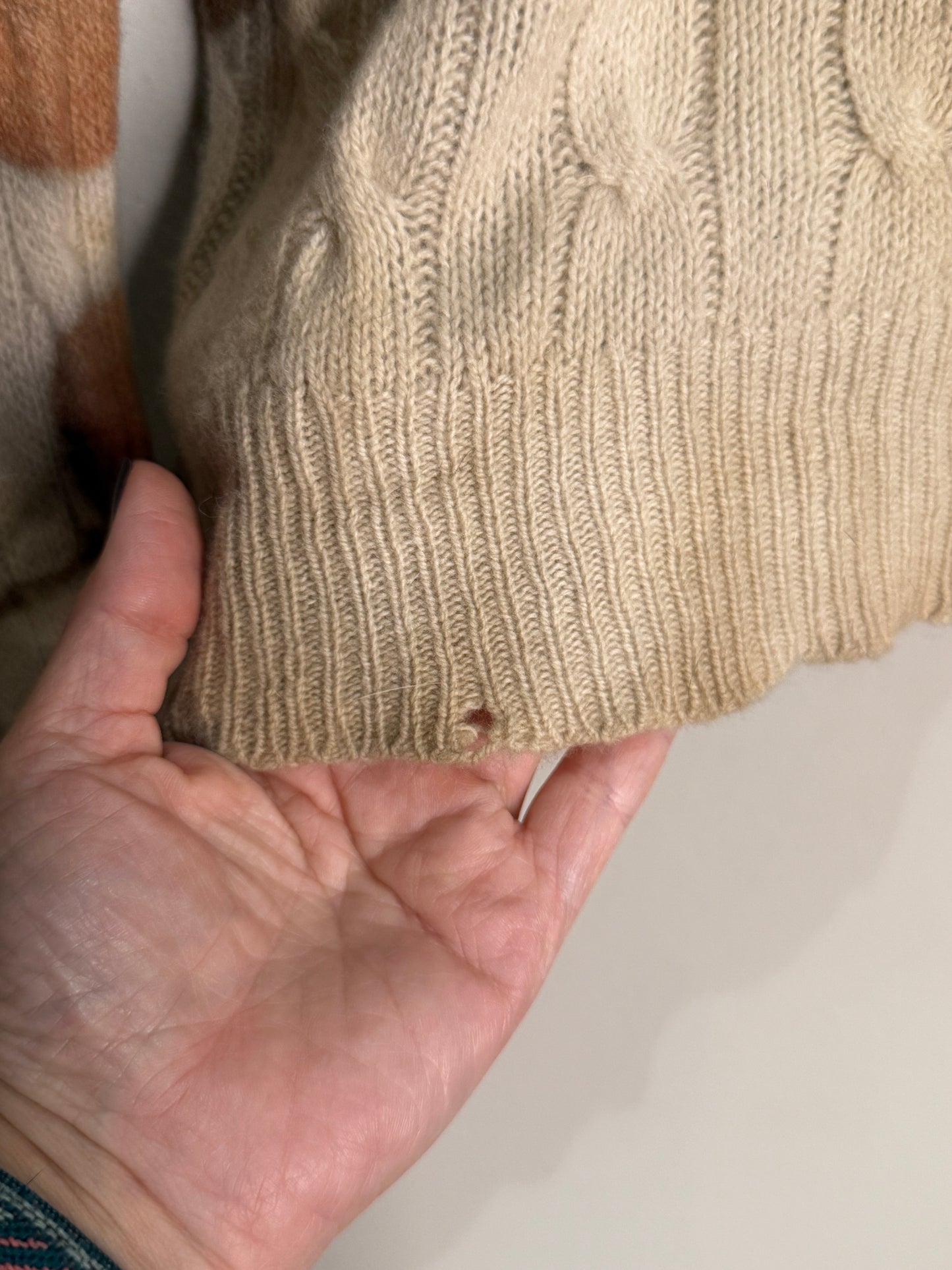 Eco Printed Cable Knit Merino Cashmere Blend- Oversized Small