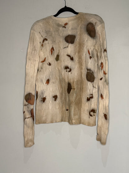 Eco Printed Cable Knit Merino Cashmere Blend- Oversized Small