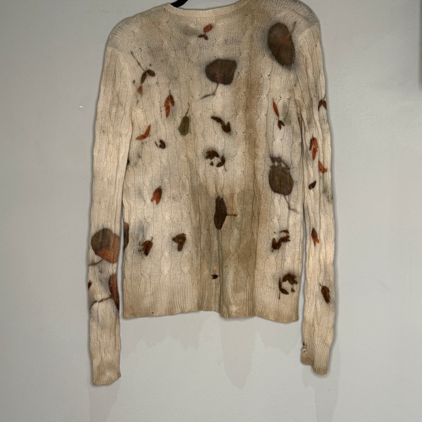 Eco Printed Cable Knit Merino Cashmere Blend- Oversized Small