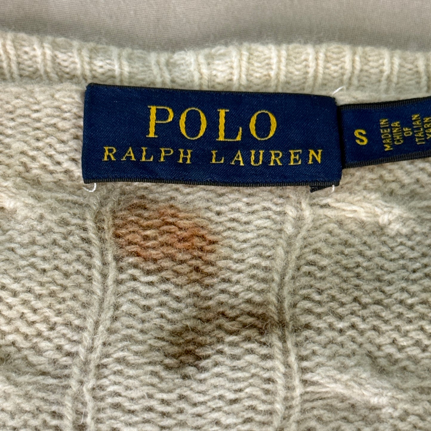 Eco Printed Cable Knit Merino Cashmere Blend- Oversized Small