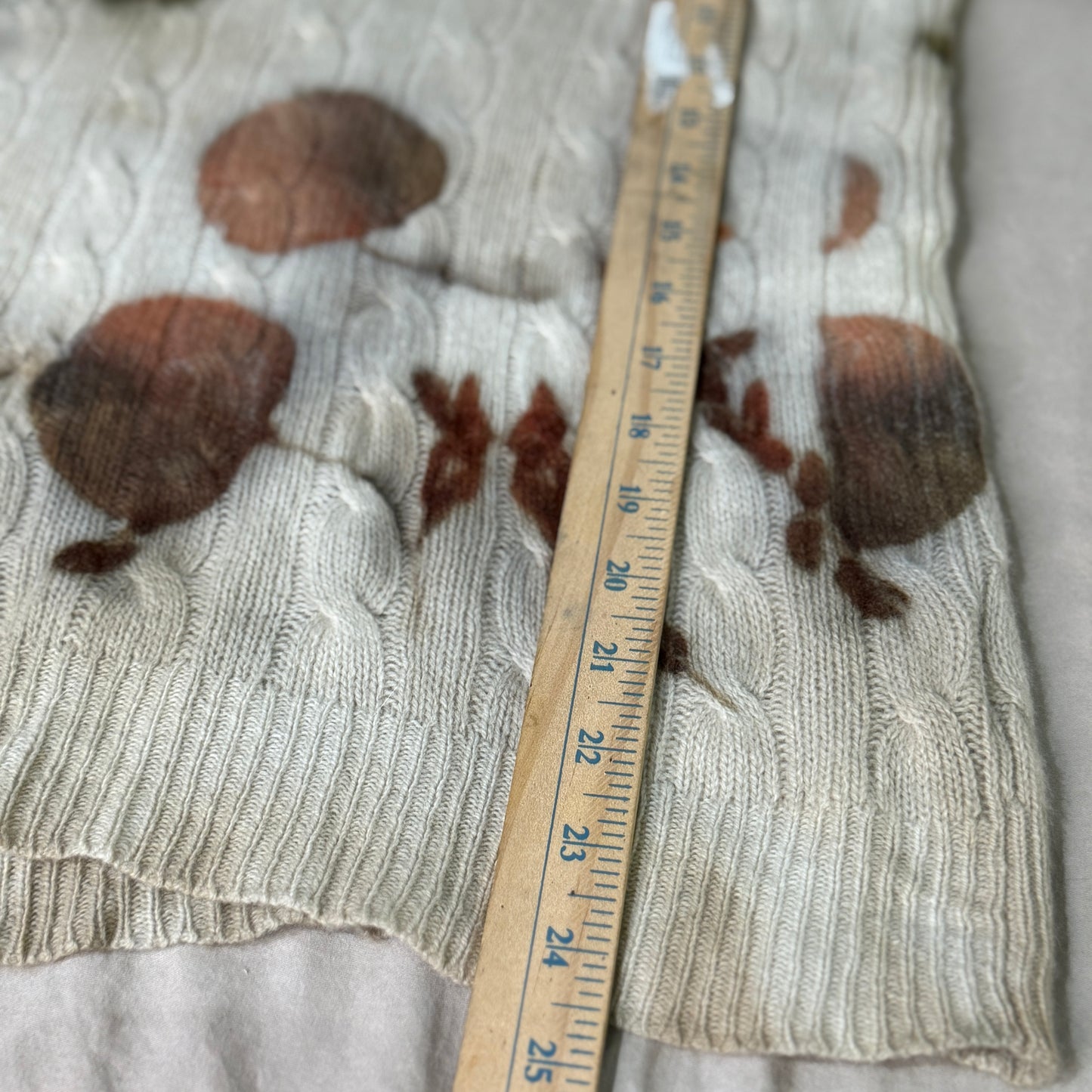 Eco Printed Cable Knit Merino Cashmere Blend- Oversized Small